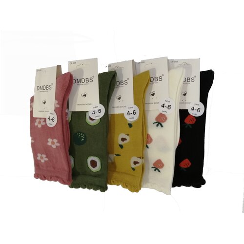 фото Носки для девочки высокие dmdbs фрукты/цветы 5 пар размер 6-8 лет
