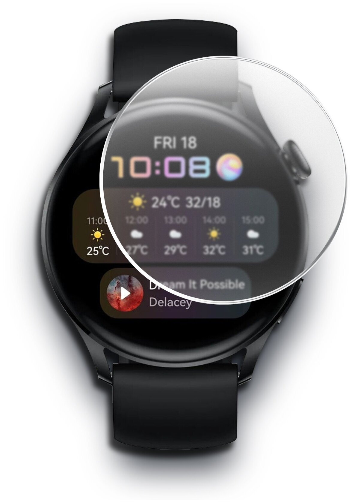 Гидрогелевая защитная пленка на Huawei Watch 3 46 mm (Хуавей вотч 3 46мм) на часы Матовая силиконовая клеевая основа полноклеевая Комплект 2 шт Brozo