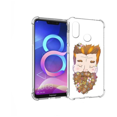 Чехол задняя-панель-накладка-бампер MyPads мужчина с цветами в бороде для Huawei Honor 8C противоударный