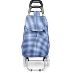 Хозяйственная сумка тележка, грузовая тележка для перевозки, сумка тележка на колесах складная, ZDK, сине-белая - изображение