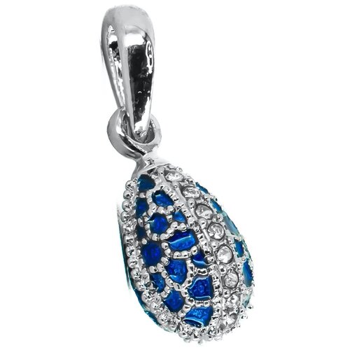 фото Подвеска "св" в стиле фаберже, узор "прелесть" 1,6 см синяя/ серебристая