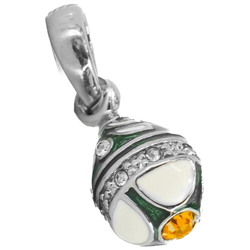 фото Подвеска "св" в стиле фаберже, узор "белый снег" 1,6 см зеленая / серебристая