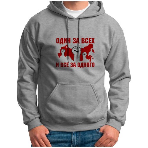 фото Толстовка худи серые coolpodarok р-р 48 один за всех и все за одного