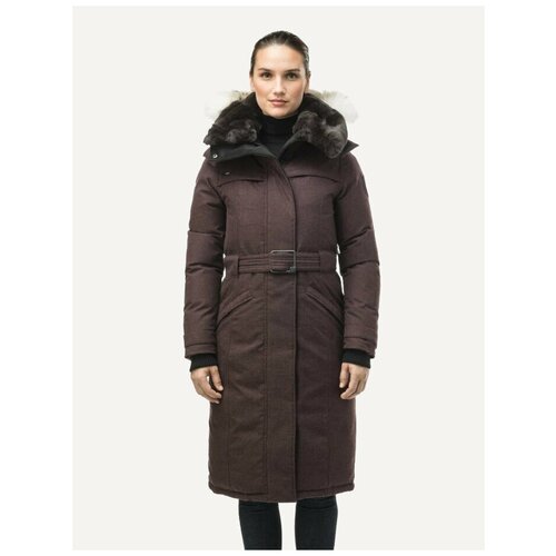 Пуховик Nobis, удлиненный, карманы, разрез, капюшон, манжеты, ветрозащитная планка, пояс/ремень, съемный мех, мембранный, ветрозащитный, водонепроницаемый, размер XL (48), бордовый