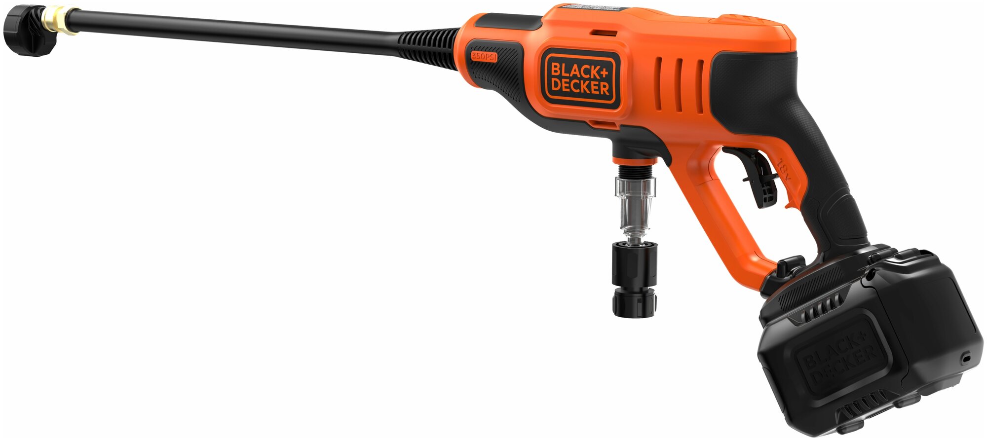 Аккумуляторная мойка высокого давления BLACK+DECKER BCPC18D1, 18В, 2.0Ач Li-Ion, 24 Бар - фотография № 2