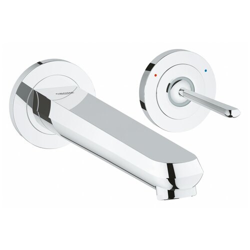 фото Grohe смеситель grohe 19969000 eurodisc joy для раковины на 2 отверстия, настенный, вынос 230 мм, l-size, хром