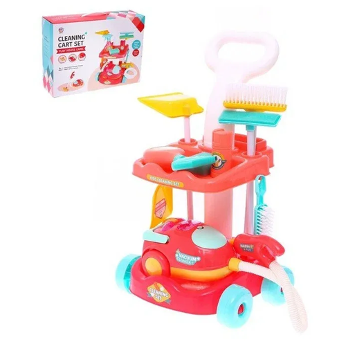 Детский игровой набор для уборки с тележкой, пылесосом и аксессуарами CLEANING CART SET