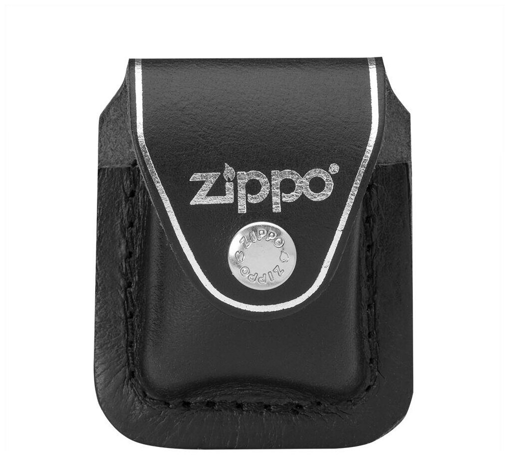 Чехол ZIPPO черный кожаный с клипом LPCBK