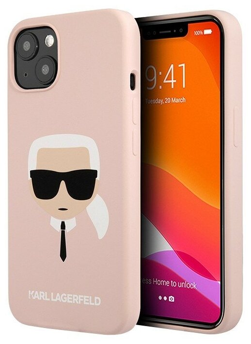 Чехол Karl Lagerfeld Liquid silicone Karl's Head Hard для iPhone 13, розовый