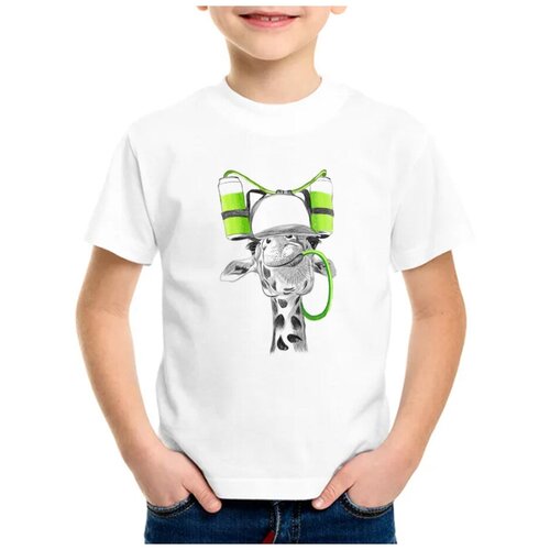 Детская футболка coolpodarok 26 р-рЖивотные Жираф с трубкой