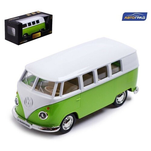 фото Машина металлическая volkswagen transporter t1, 1:32, открываются двери, инерция, цвет зелёный автоград