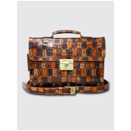 Портфель кожаный P-0001 Bruno Bartello, цвет мульти под рептилию