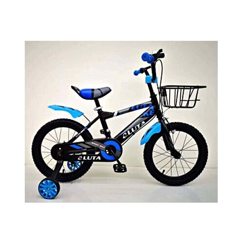 Велосипед 16 Luta Pl ручной тормоз корзина пластиковые крылья дополнительные колеса синий детский велосипед 698600₽