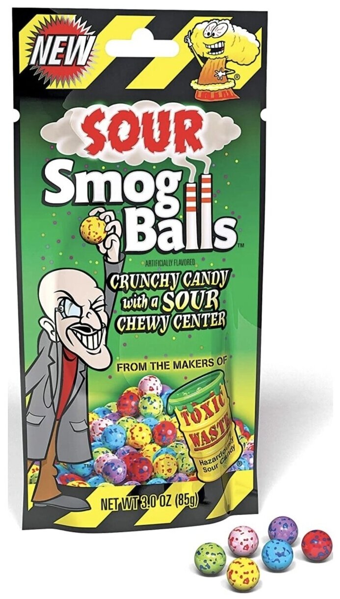 Жевательная конфета Smog Balls/ Клубника, Виноград, Малина, Вишня, Лимон/ 85 гр, 1 шт