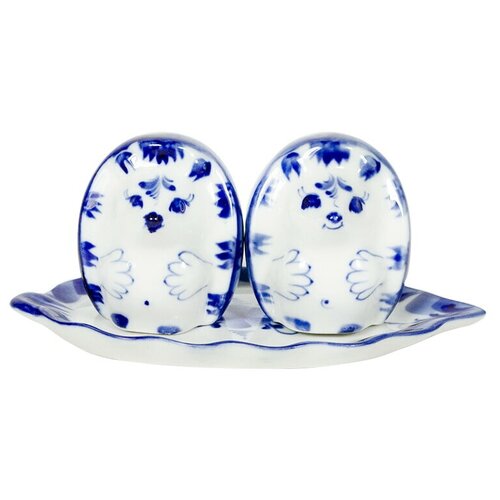 Набор для специй Ёжики Гжель ручная роспись