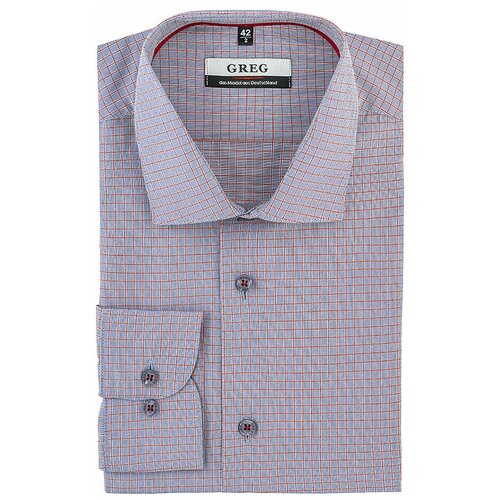 фото Рубашка мужская длинный рукав greg 365/119/1660/z/1p_gb, полуприталенный силуэт / regular fit, цвет серый, рост 174-184, размер ворота 40