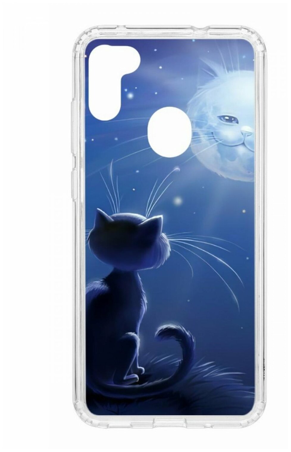 Чехол для Samsung Galaxy M11 Kruche Print Лунный кот, пластиковая накладка, силиконовый бампер с защитой камеры, противоударный защитный кейс с рисунком
