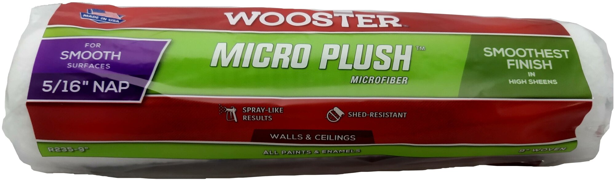 Валик малярный плетеный Wooster MICRO PLUSH™ (9" - 5/16", гладкий)