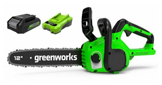 Пила аккумуляторная GREENWORKS GD24CS30K2 24 В 30 см - фото №18