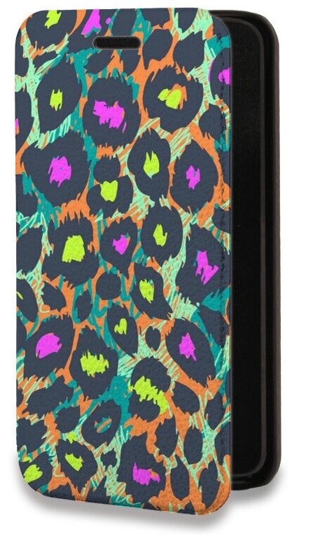Дизайнерский горизонтальный чехол-книжка для Самсунг Гэлакси М01 / Samsung Galaxy M01 Леопард принт