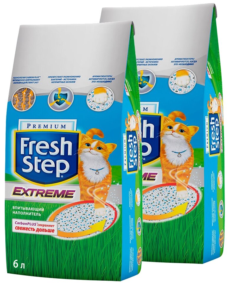 Впитывающий наполнитель Fresh Step Premium Extreme (3.17 кг) 2 шт. 3.2 кг 6 л