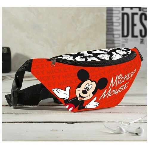 фото Cумка на пояс "микки", 25*6*13, отд на молнии, без подклада, красный