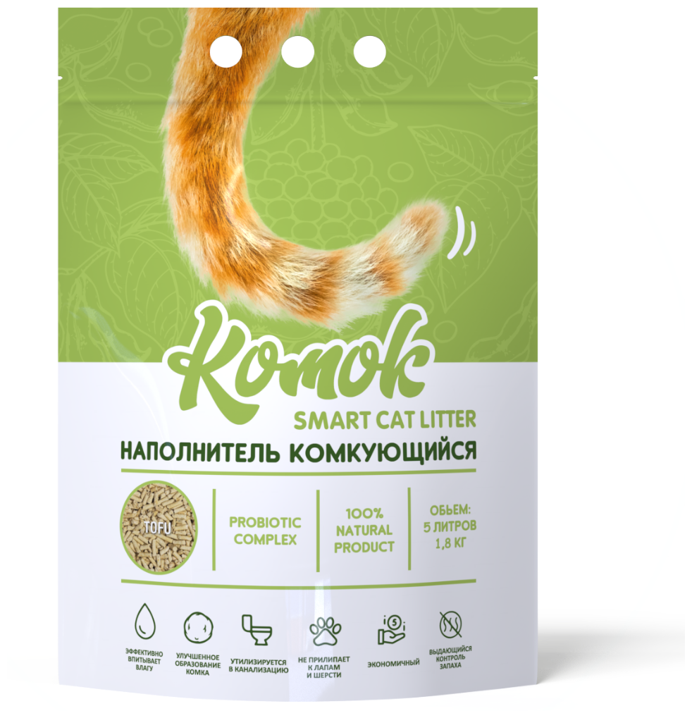 Комок наполнитель комкующийся Smart Cat Litter TOFU 1,8кг - фотография № 1