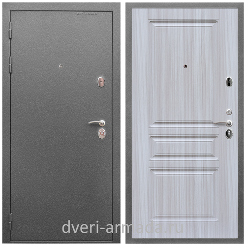 Дверь входная Армада Оптима Антик серебро / ФЛ-243 Сандал белый МДФ панель 16 мм с фрезеровкой