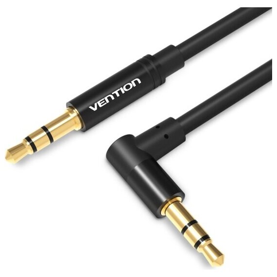 Кабель Vention аудио Jack 3,5 mm M/Jack 3,5 mm M угол 90 - 0.5м Черный