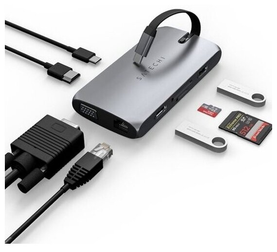 USB разветвитель Satechi Type-C On-the-Go Multiport, серый космос (ST-UCMBAM)