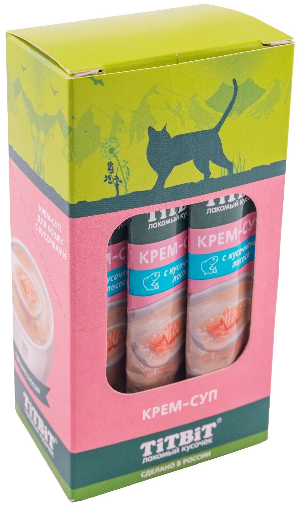 Лакомство для кошек TiTBiT Крем-суп с кусочками лосося 10 г (16 шт) - фотография № 2