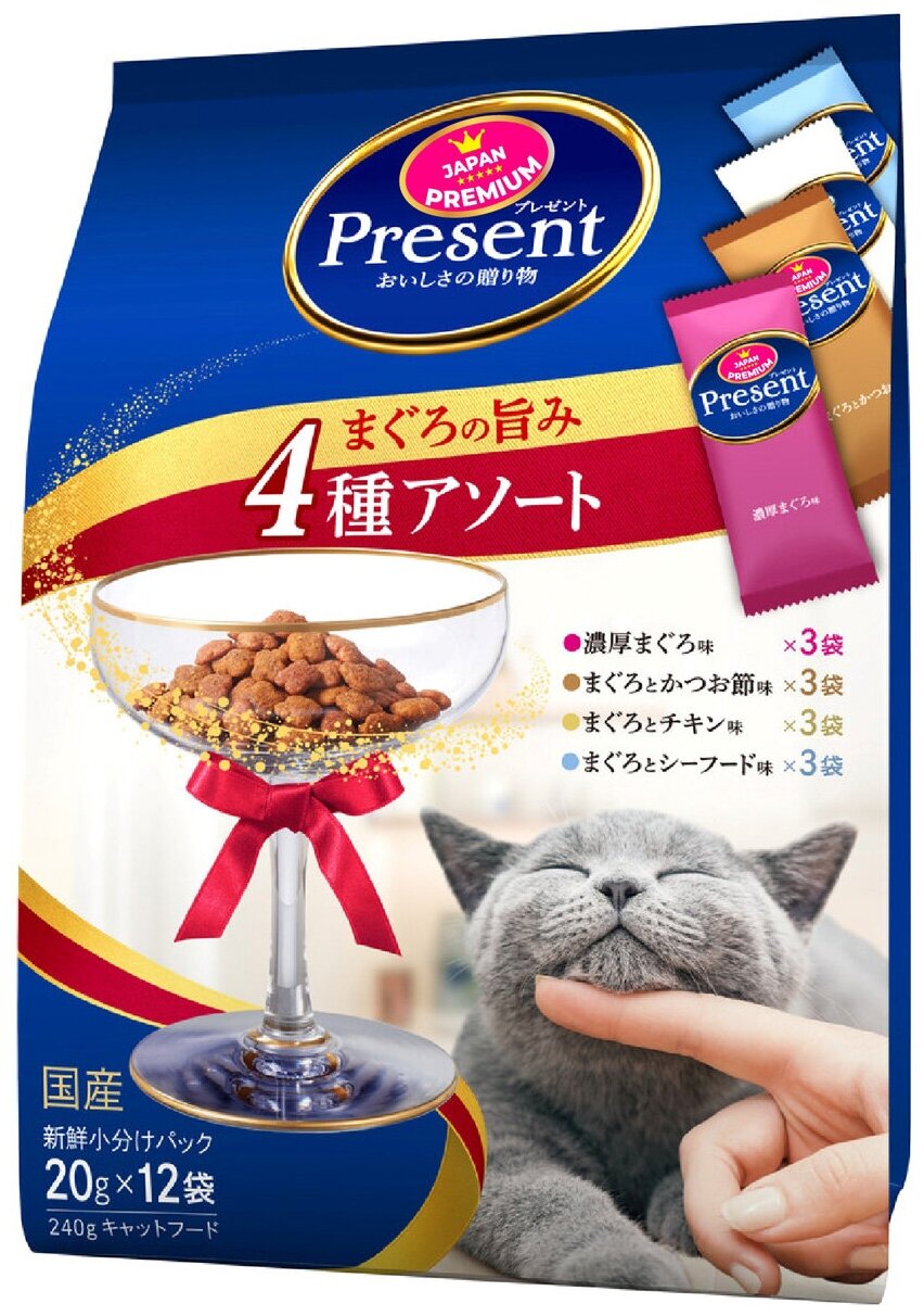 Лакомство Japan Premium Pet PRESENT для взрослых кошек с содержанием олигосахаридов для поддержания здорового пищеварения, 240 г - фотография № 1