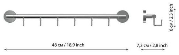 Полотенцедержатель 45см с 6 крюч. "Лонг" - фотография № 9