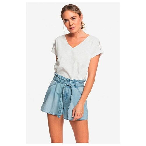 фото Женские джинсовые шорты roxy с высокой талией salento playa, цвет голубой, размер xs