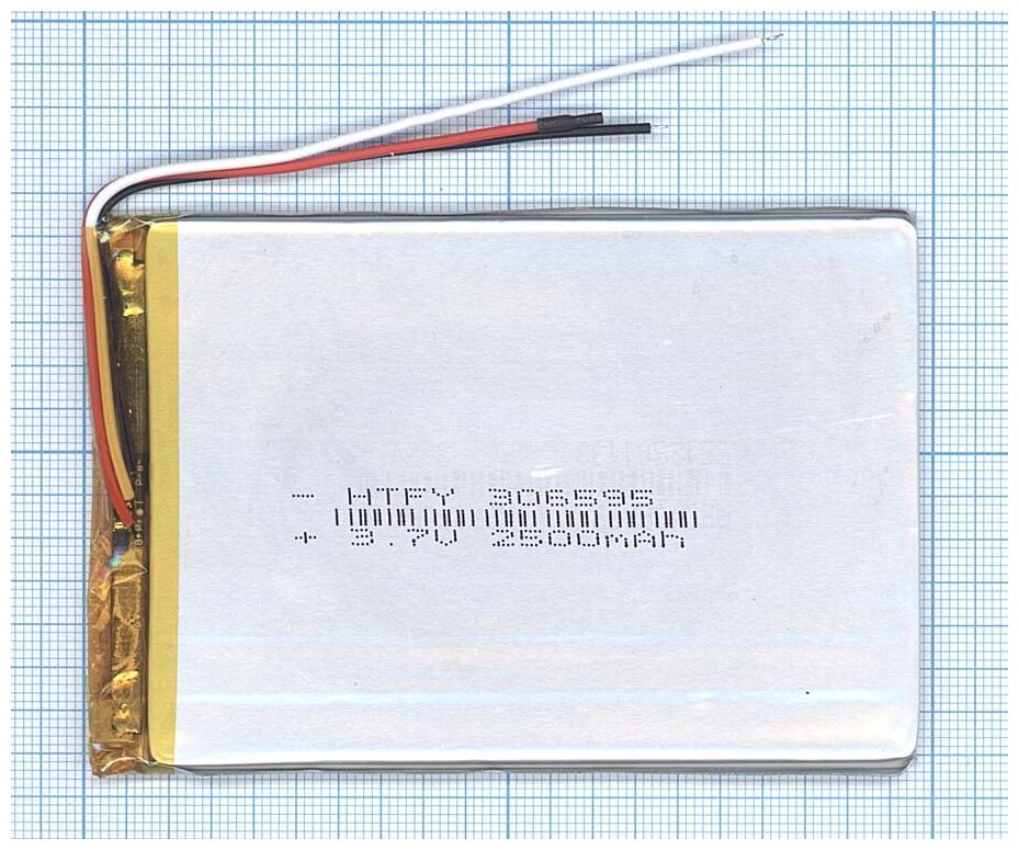 Аккумулятор (батарея) Li-polymer 306595 3,7 2500mAh 3pin размер 3*65*95мм код mb017284