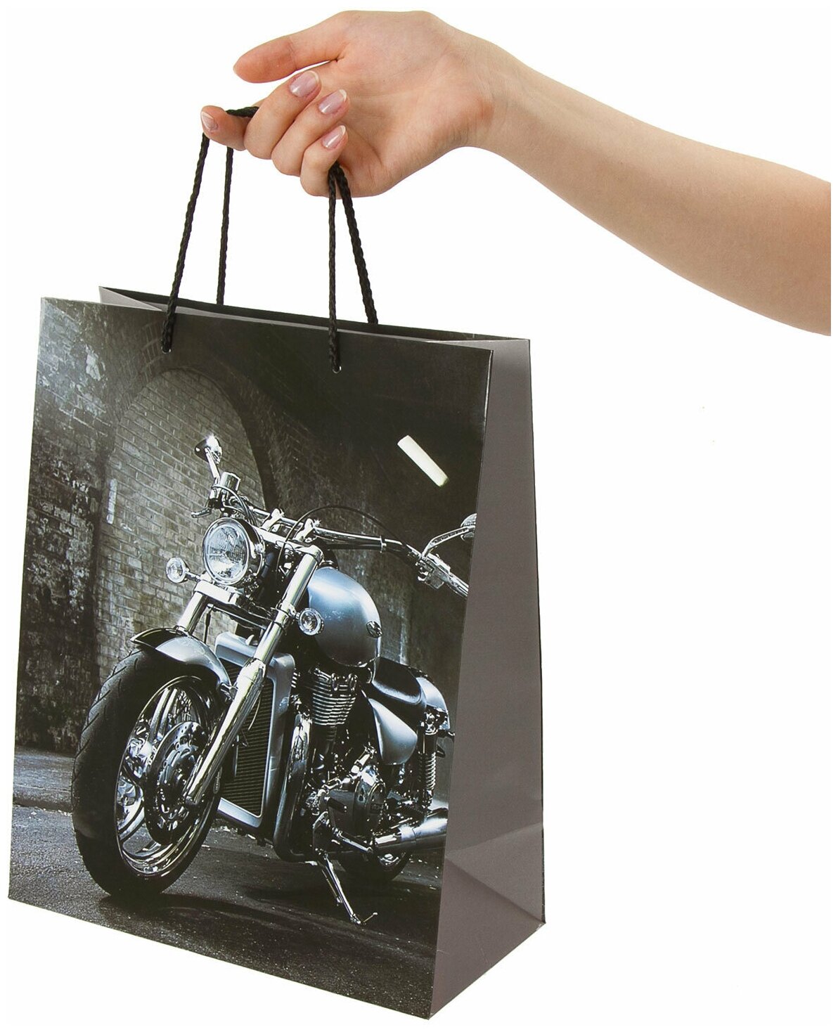 пакет подарочный (D) ЗОЛОТАЯ СКАЗКА Мотоцикл 32,4х26x12,7см - фото №5