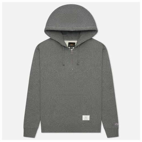 фото Мужская толстовка alpha industries essential quarter zip hoodie серый , размер m