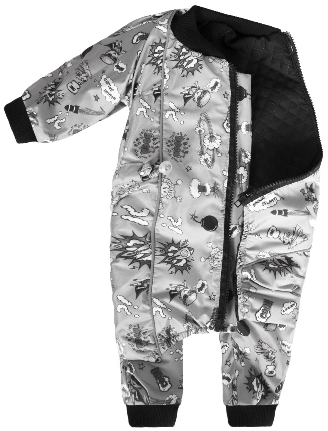 Одежда утепленный комбинезон Yami-Yami для китайской хохлатой собаки, на синтепоне с принтом "комикс"