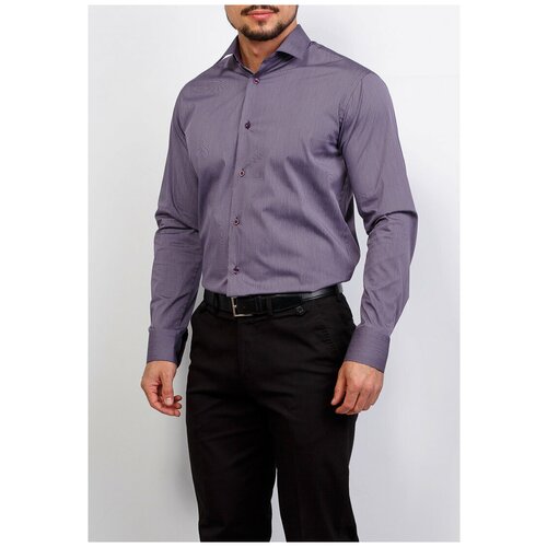 фото Рубашка мужская длинный рукав casino c771/15/664/z/1 stretch, полуприталенный силуэт / regular fit, цвет фиолетовый, рост 174-184, размер ворота 39