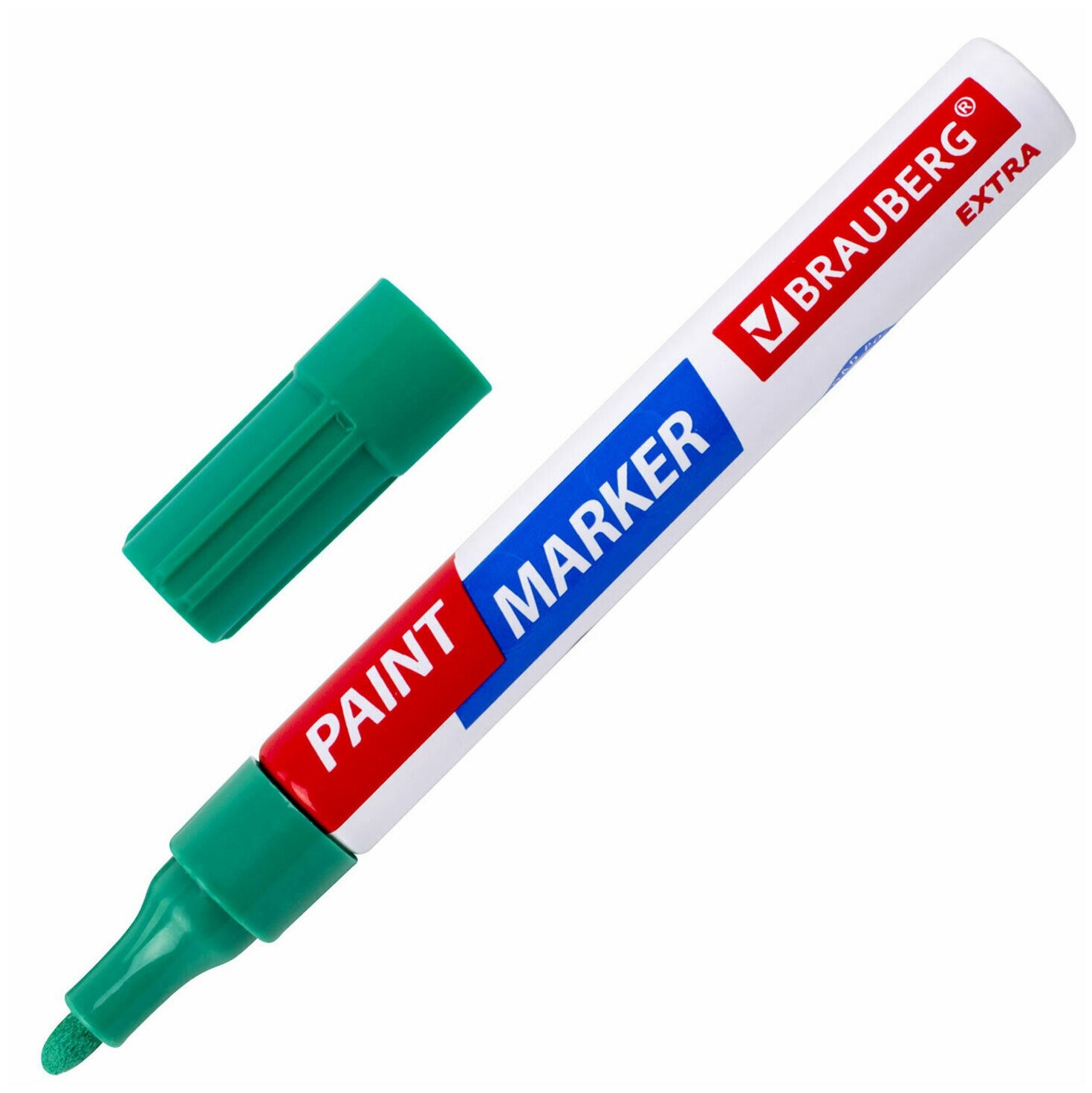 Маркер-краска лаковый EXTRA (paint marker) 4 мм, зеленый, улучшенная нитро-основа, BRAUBERG, 151985 - фотография № 1