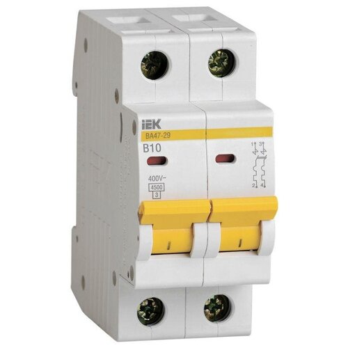 Автоматический выключатель IEK 2п B 10А 4.5кА ВА47-29, MVA20-2-010-B
