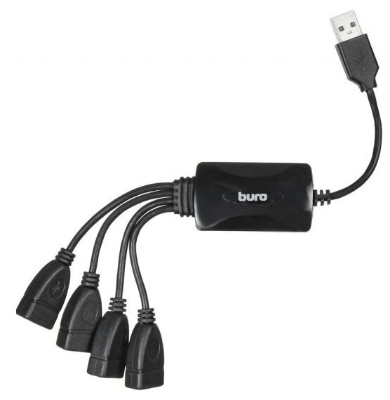 Разветвитель USB Buro BU-HUB4-0.3-U2.0-Splitter 4порт. черный