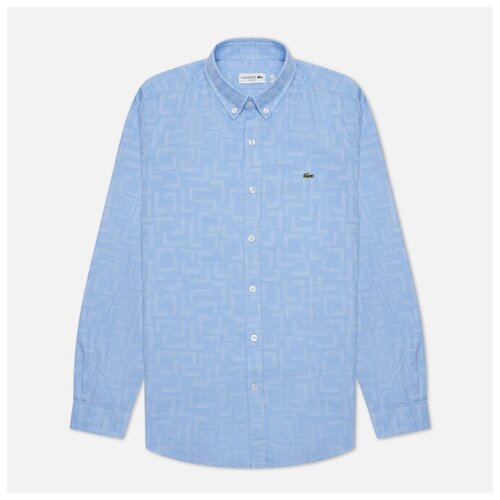 фото Мужская рубашка lacoste patterned slim fit голубой, размер 39