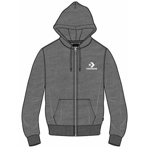 Толстовка Converse Star Chevron Emb Fz Hoodie Ft 10008925048 с капюшоном серая (L)