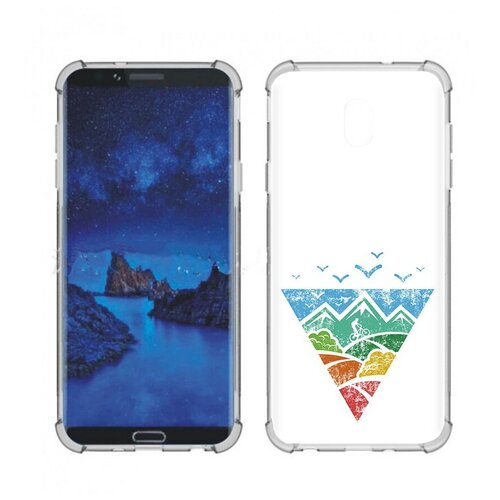 Чехол задняя-панель-накладка-бампер MyPads Лес земля море чайки для Samsung Galaxy J7 (2018) противоударный