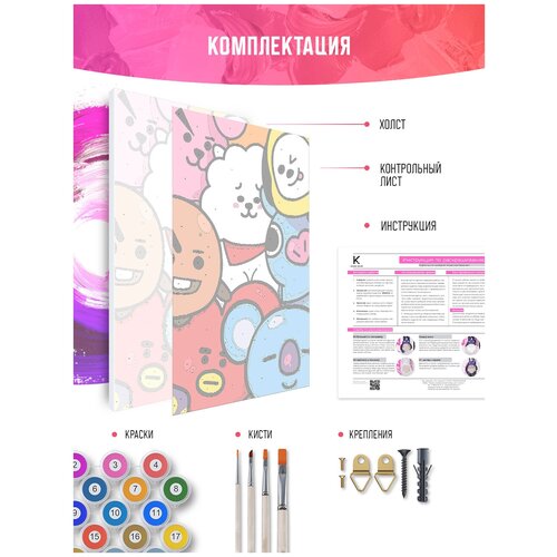 Картина по номерам на холсте BTS Chibi 2, 60 х 90 см