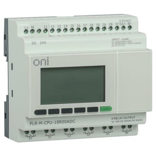 ONI Контроллер программируемый логистический (микро ПЛК) PLR-M. CPU DI12/DO06(R) 24В DC ONI PLR-M-CPU-18R00ADC