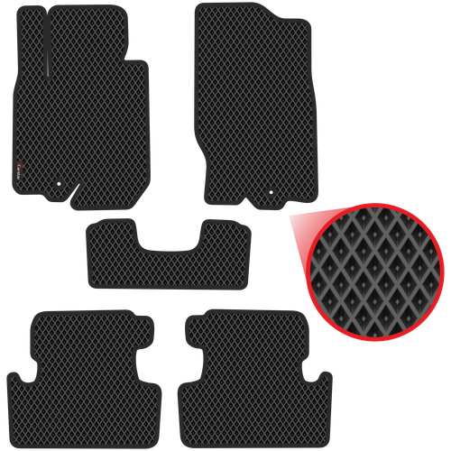 Автомобильные коврики EVA для Infiniti EX (2007-2013), чёрные с чёрным кантом, ячейка - ромб