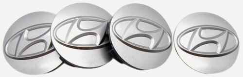 Изображение товара Колпачки, заглушки на литые диски СКАД Hyundai silver, 56/51/12 мм, комплект 4 шт.