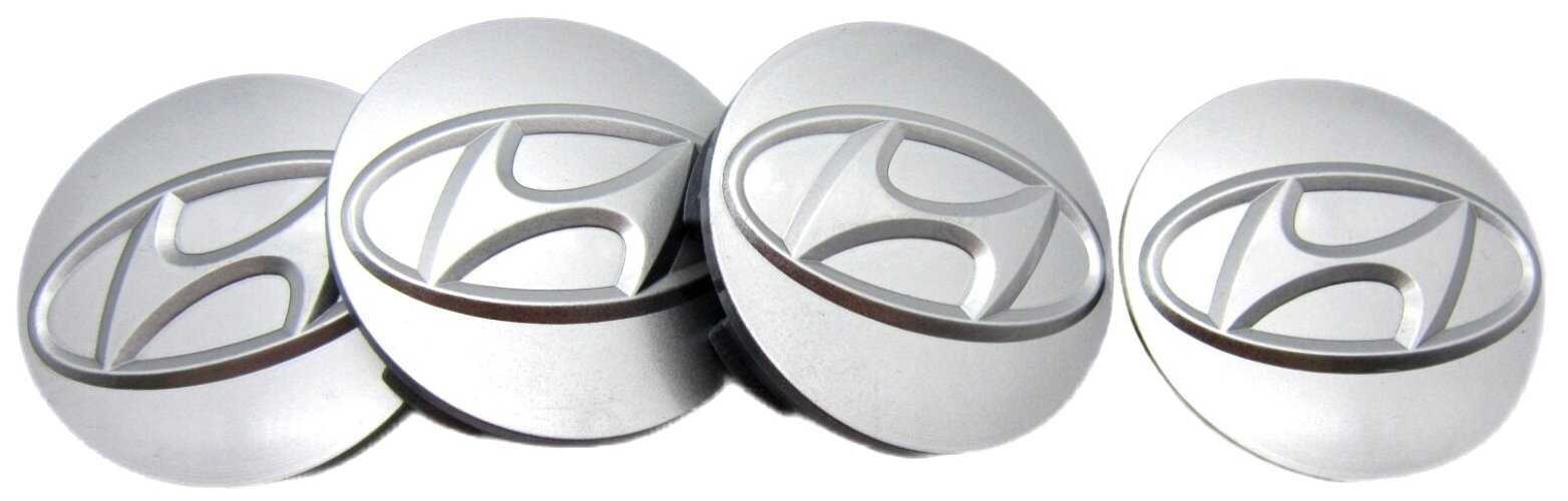 Колпачок, заглушка для литого диска СКАД Хендай, серебристый, комплект 4 шт.